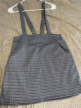 Mia Joy Black & White Houndstooth Suspender Skirt